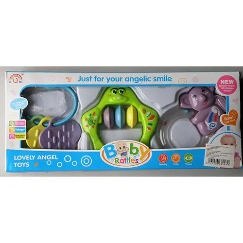 Foto do aviso oficial: LE BEI – LOVELY ANGEL TOYS Baby rattles, Just for angelic smile Conjunto de chocalho de brinquedo — risco: Engasgamento