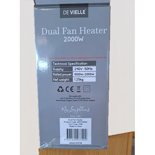 Foto do aviso oficial: Devielle Dual Fan Heater Aquecedor de ventilador — risco: Choque elétrico