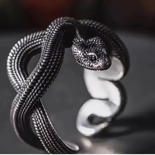 Photo from the official notice: Rock Black Color Python Men Ring Vintage Punk Adjustable Snake Open Ring For Women Hip Hop Jewelry — chemical risk