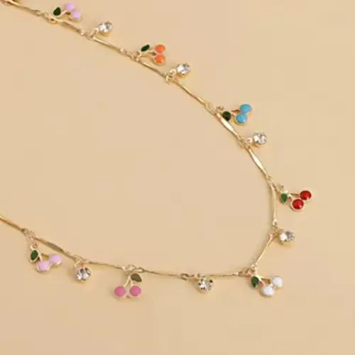 Photo de l’avis officiel: Colorful Dripping Cherry Zircon Pendant Necklace Collier — risque: Risque chimique