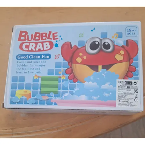 Photo from the official notice: BUBBLE CRAB bubble producing toy — choking risk