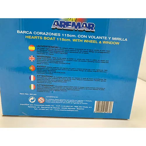 Photo de l’avis officiel: Aremar Barca Corazones Bateau à jouets gonflable — risque: Risque chimique