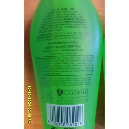 Foto dell’avviso ufficiale: CERA DI CUPRA Pelli giovani Tonico Delicato Tonico viso — rischio: Rischio chimico
