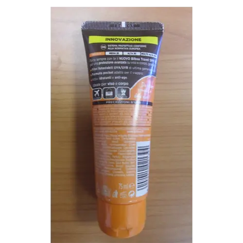 Foto del aviso oficial: BILBOA Bilboa Travel - CREMA SOLARE VISO E CORPO Protector solar — riesgo: Riesgos químicos