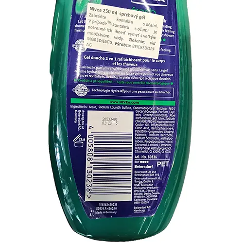 Photo de l’avis officiel: Nivea fitness fresh SHOWER GEL 2 in 1 Body &amp; Hair Gel douche — risque: Risque chimique