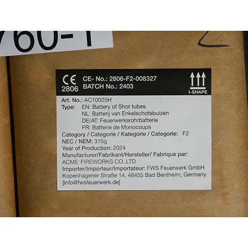 Photo de l’avis officiel: Supply Chain B.V. Color Crown Box Feux d'artifice — risque: Brûlures & Blessures