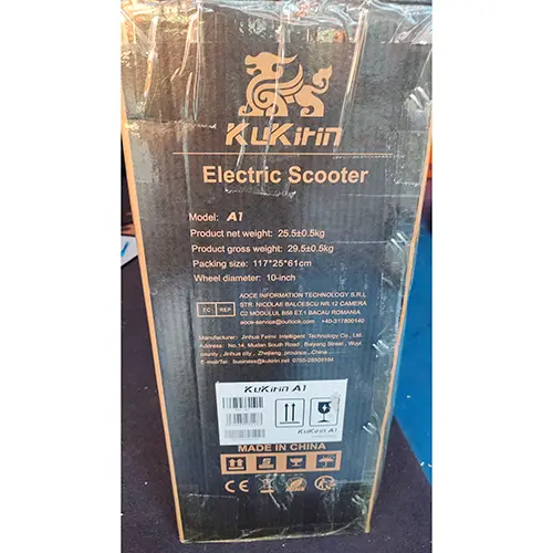 Photo from the official notice: KuKirin Electric scooter — fire & injuries risk