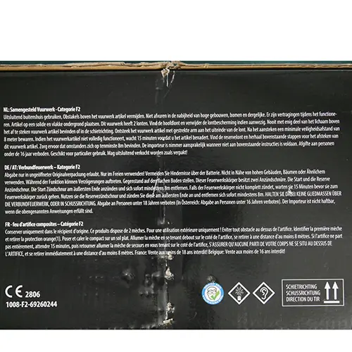 Photo from the official notice: Supply Chain B.V. Pandora fireworks — burns & fire risk