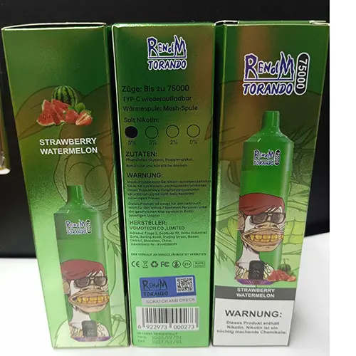 Photo de l’avis officiel: RENdM TORANDO 7500 - STRAWBERRY WATERMELON Cigarette électronique jetable — risque: Risque chimique