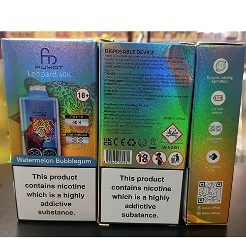 Photo from the official notice: fm ® FUMOT Leopard 40K disposable electronic cigarette — chemical risk (SR/03693/25)
