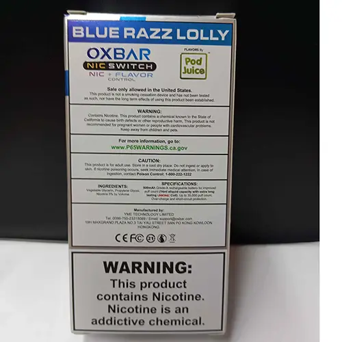 Photo de l’avis officiel: OXBAR OXBAR ADJUSTABLE DEVICE 35K PUFFS Cigarette électronique jetable — risque: Risque chimique (SR/03689/25)