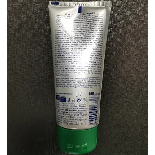 Photo de l’avis officiel: Lilien HAND CARE - Hand &amp; Nail Cream with Keratin, Argan Oil Crème pour les mains / ongles — risque: Risque chimique