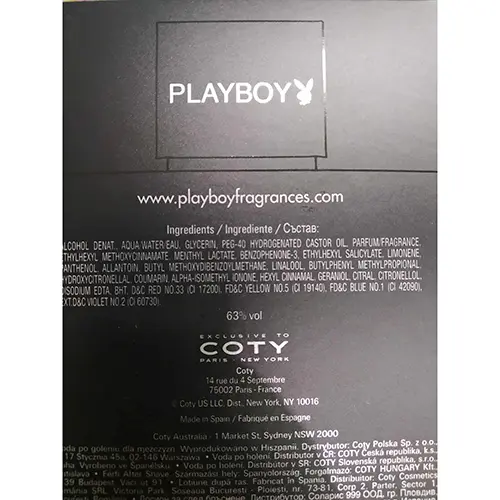 Foto dell’avviso ufficiale: Playboy HOLLYWOOD PLAYBOY Dopobarba — rischio: Rischio chimico