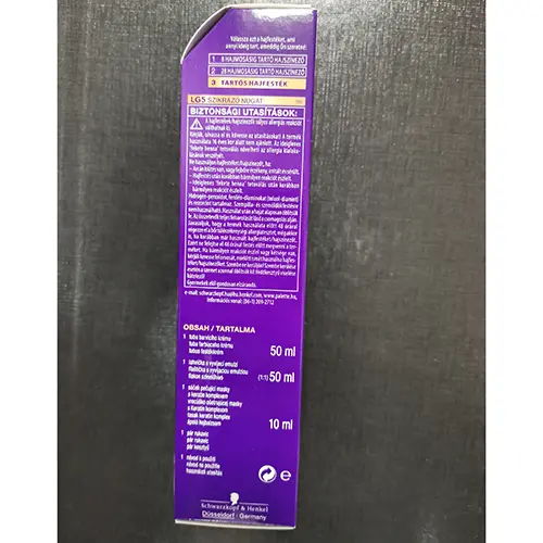 Photo from the official notice: Schwarzkopf Palette INTENSIVE COLOR Creme HIGH-INTENSITY PERMANENT COLORATION LG5 JISKŘIVÝ NUGÁT hair dye — chemical risk