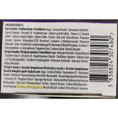 Photo from the official notice: Schwarzkopf Palette INTENSIVE COLOR Creme HIGH-INTENSITY PERMANENT COLORATION LG5 JISKŘIVÝ NUGÁT hair dye — chemical risk