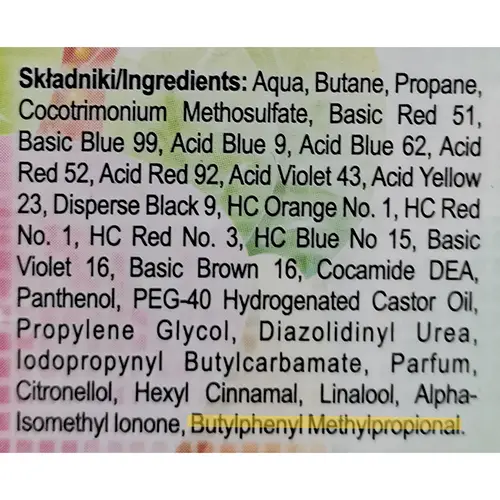 Foto aus der offiziellen Meldung: Wats élysée HAIR COLOR MOUSSE 47 měděná Haarfärbemousse — Risiko: Chemikalie