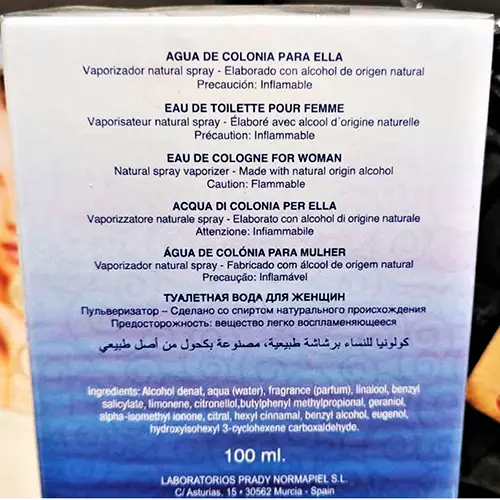 Foto dell’avviso ufficiale: Prady Parfums Agua Fresca de Mujer Eau de toilette — rischio: Rischio chimico