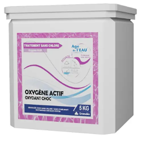 Foto aus der offiziellen Meldung: Age de l'eau Oxygène actif, oxydant choc Pool-Wasseraufbereitung — Risiko: Chemikalie