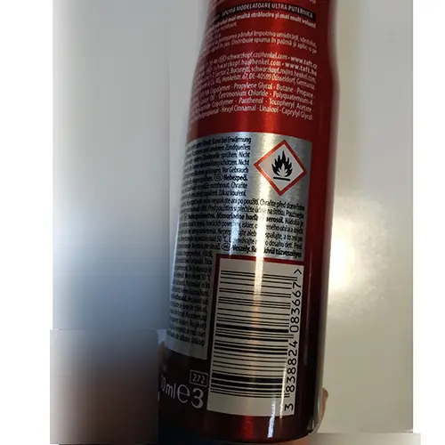 Photo de l’avis officiel: Schwarzkopf &amp; Henkel taft SHINE MOUSSE Spray capillaire — risque: Risque chimique