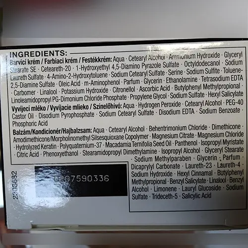 Photo from the official notice: Schwarzkopf &amp; Henkel Syoss, Professional Performance, Sanoplex Professional anti-damage care, hair dye — chemical risk