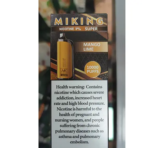 Foto del aviso oficial: MIKING SUPER - MANGO LIME 10000 puffs MIKING SUPER Cigarrillo electrónico desechable — riesgo: Riesgos químicos