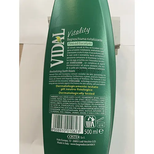 Photo de l’avis officiel: Vidal Vitality Mousse de bain — risque: Risque chimique