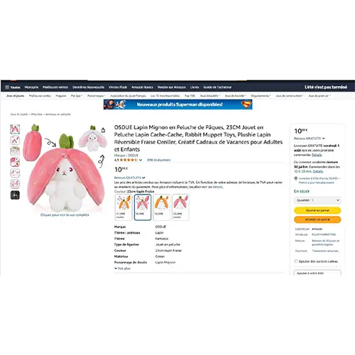 Foto dell’avviso ufficiale: OSDUE Lapin mignon en peluche de Pâques Giocattolo morbido — rischio: Ostruzione delle vie aeree