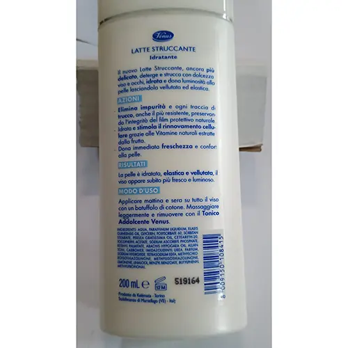 Photo de l’avis officiel: Venus Strucca e Idrata Lotion pour le corps — risque: Risque chimique
