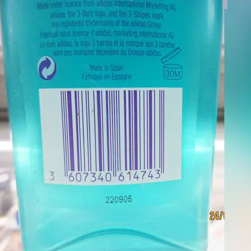 Photo de l’avis officiel: Adidas pure lightness Gel douche — risque: Risque chimique