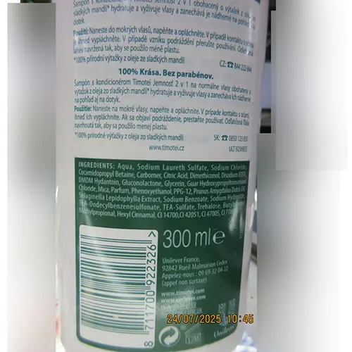 Foto dell’avviso ufficiale: Timotei 2en1 Douceur Shampoo e balsamo — rischio: Rischio chimico
