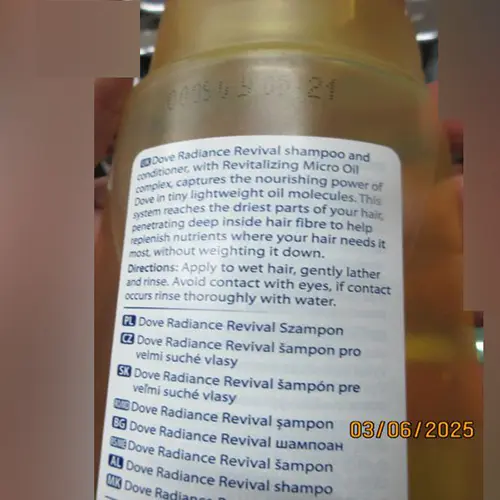 Photo de l’avis officiel: Dove Radiance Revival Shampooing — risque: Risque chimique