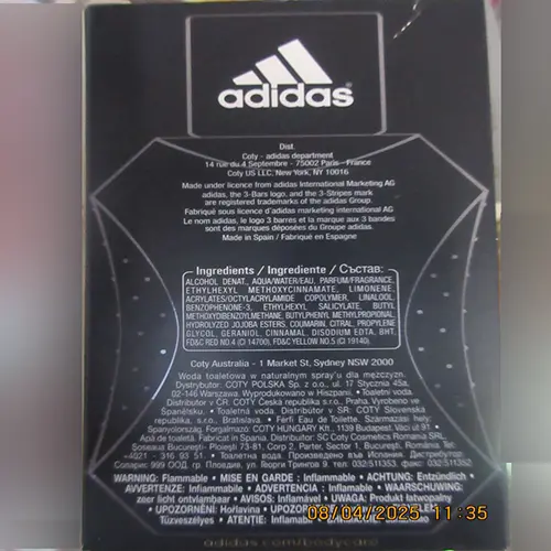 Photo de l’avis officiel: Adidas Victory League Eau de toilette — risque: Risque chimique (SR/04129/25)