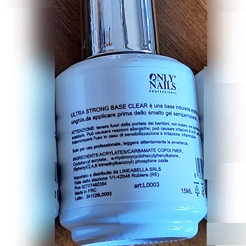 Photo from the official notice: Only Nais Ultra strong Base Clear Wonderful Gel gel nail polish — chemical risk