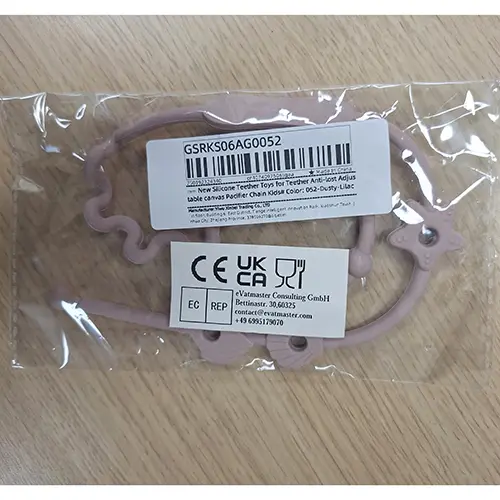 Photo from the official notice: New silicone teether toys for teether anti-lost adjus table canvas pacifier chain kids soother holder — strangulation risk