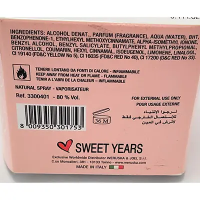 Photo de l’avis officiel: Sweet Years I'm Sexy Parfum — risque: Risque chimique