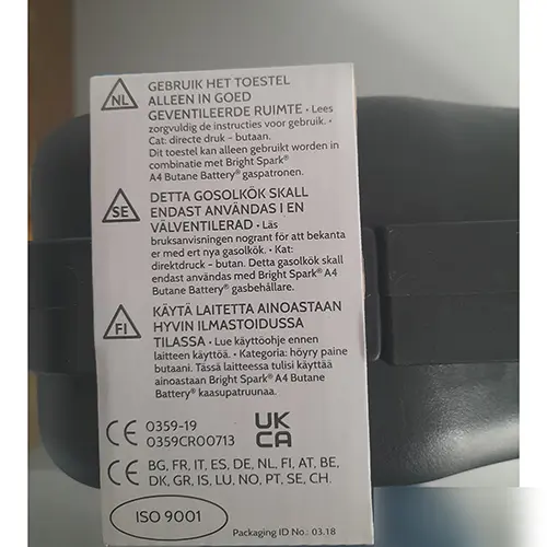 Photo de l’avis officiel: Bright Spark Portable Table Top Gas Cooker Poêle à gaz portable — risque: Brûlures & Incendie