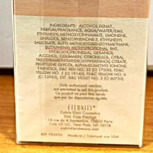 Photo de l’avis officiel: Calvin Klein Eternity Now Parfum — risque: Risque chimique