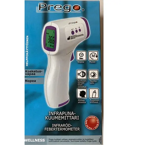 Foto uit de officiële melding: Prego Medical infrared forehead thermometer Infraroodthermometer — risico: Milieu