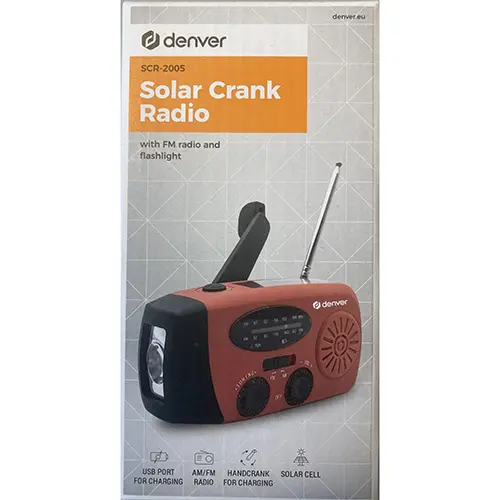 Foto uit de officiële melding: Denver Solar crank radio Zonnecelradio — risico: Milieu