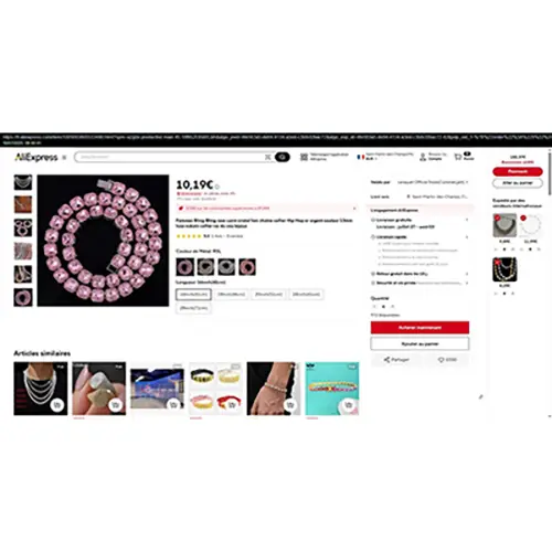 Photo de l’avis officiel: Chaîne collier Hip Hop or argent couleur 13mm — risque: Risque chimique