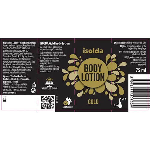 Photo de l’avis officiel: ISOLDA Gold body lotion Lotion pour le corps — risque: Risque chimique