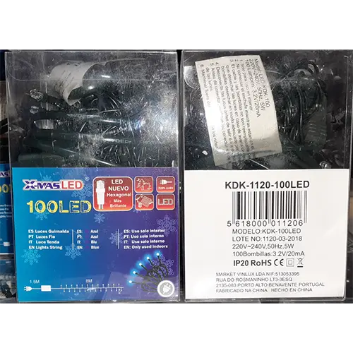Photo de l’avis officiel: X-MAS LED Chaîne d'éclairage — risque: Brûlures & Choc électrique