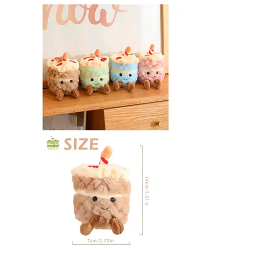 Photo de l’avis officiel: Jouet en peluche en forme de gâteau mignon, 1 unité, décoration de gâteau mignon pour sacs et clés Porte-clés  — risque: Étouffement