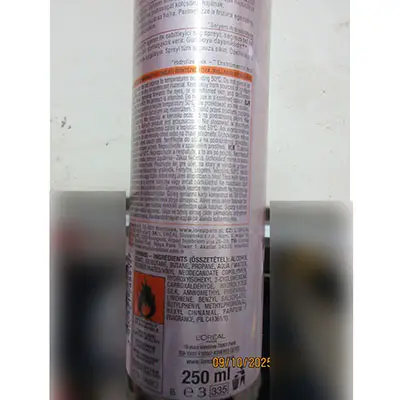 Photo de l’avis officiel: L´OREAL PARIS HAIR SPRAY STUDIO SILK A GLOSS Spray pour cheveux — risque: Risque chimique (SR/00056/26)