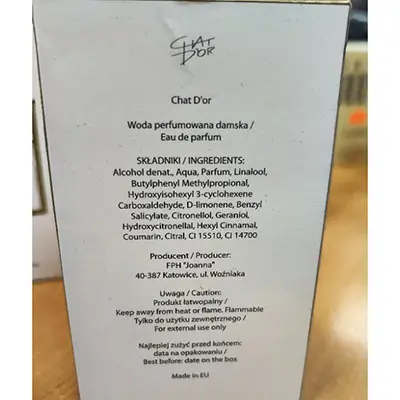 Photo de l’avis officiel: CHAT D´OR MARIABELLA EAU DE PARFUM — risque: Risque chimique