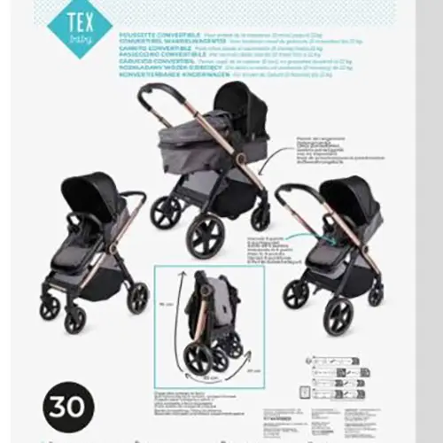 Photo de l’avis officiel: TEX BABY Poussette convertible Poussette de bébé — risque: Blessures