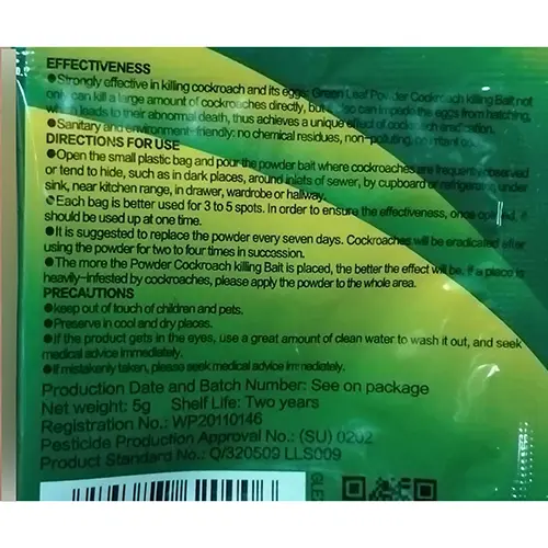 Photo de l’avis officiel: Green leaf Powder Cockroach Killing Bait Appâts à cafards — risque: Risque chimique