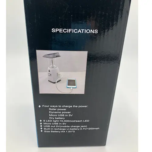 Photo from the official notice: Solar/Dynamo LED Lantern camping lantern — environment risk