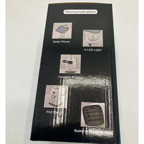 Photo from the official notice: Solar/Dynamo LED Lantern camping lantern — environment risk