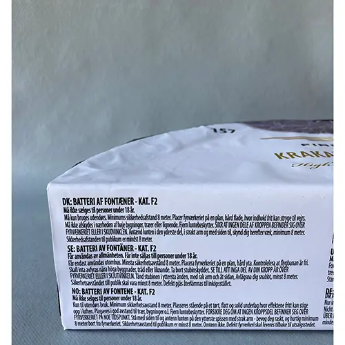 Photo from the official notice: First class fireworks Krakatau — suffocation & burns risk